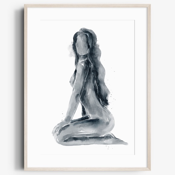 Other - Watercolor Abstract Nude Woman Portrait Print Poster Unframed